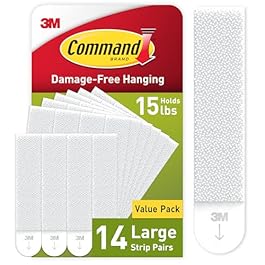 Command 15 lb Large Picture Hanging Strips 14 Pairs (28 Command Strips), Damage-Free Hanging Picture Hangers, No Tools Wall Hanger for Home Decor, White Adhesive