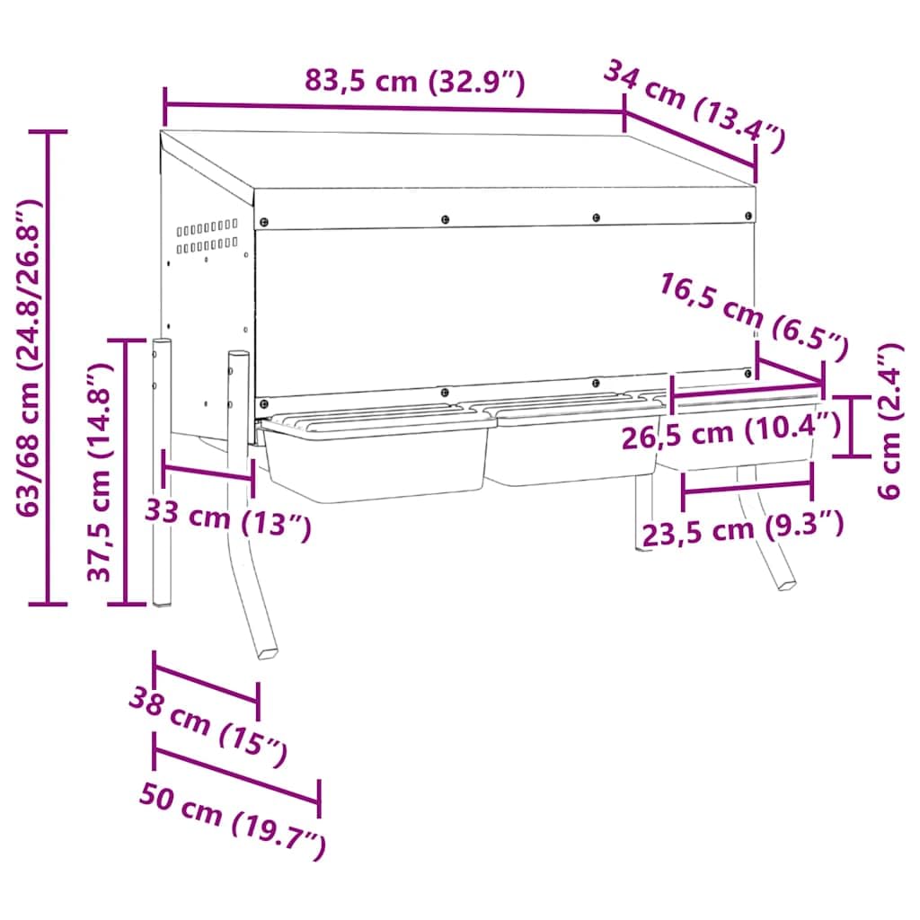 Genérico Nido para gallinas con 3 Compartimentos y Patas de Acero galvanizado-4104904