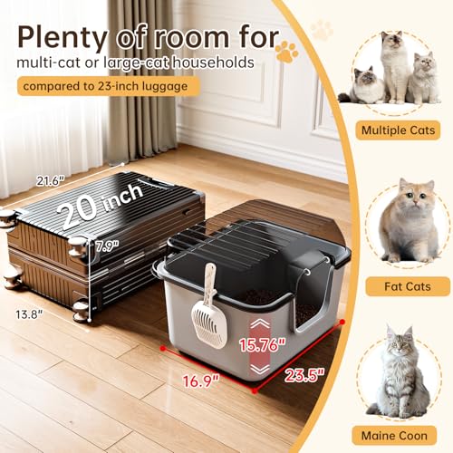 Caja sanitaria grande para gatos con tapa y base, plástico miniatura 4