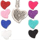 Aromatherapy Essential Oil Diffuser Necklace - 8 Pads - Heart Jewelry - Hypo-allergenic Surgical Stainless Steel Locket Pendant