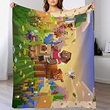 マインクラフト 毛布 ミニブランケット プリント マイクロフリース 通年対応 抗菌加工 防ダニ仕様 洗濯可能 軽快・静電気ケア ふんわり質感 キッズから大人まで対応 125cm×150cm 57181737-45