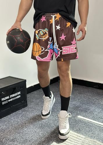 DIOTSR Mens Graphic Basketball Shorts Drawstring Running Workout Shorts Summer Cool Casual Shorts3