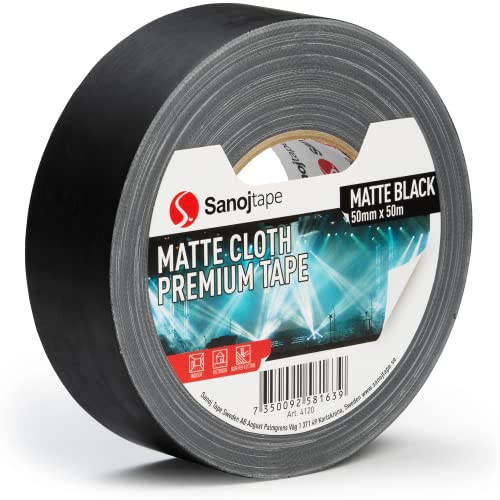 {Cinta Americana Negra 50 M Cinta Americana Sanojtape Cinta Gaffer Profesional de Color Negro Mate 50mm x 50m Cinta Gaffer y Americana Para el Sector del Sonido y la...