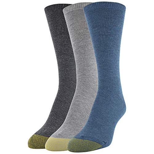 Gold Toe Women's Castaway Crew Socks, 3 Pairs, Teal/Grey/Charcoal, Shoe Size: 6-9