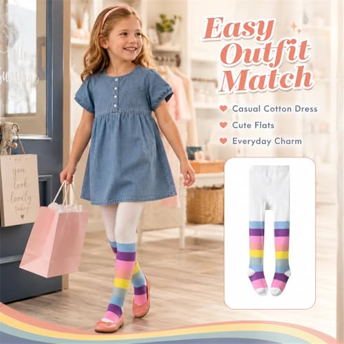 Image of VIKITA Girls tights Cotton Leggings in Spring fall winter stripe socks for girls 3-8 years