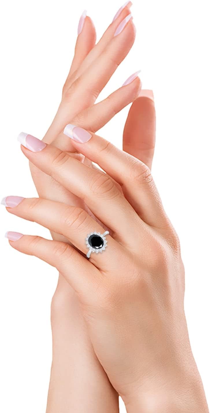 Blue Apple Co. Art Deco Flower Ring Oval Cubic Zirconia Halo Vintage Style Floral Ring Wedding Engagement Rings For Women 925 Sterling Silver Gifts For Her