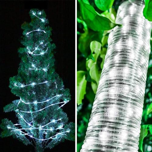 Lichterschlauch Aussen 23m, 200 LEDs Lichtschlauch Außen Innen mit Fernbedienung, 8 Modi IP65 Wasserfest Lichtschläuche Leuchtschlauch Led Schlauch für Weihnachten Garten Party Hochzeit Weiß