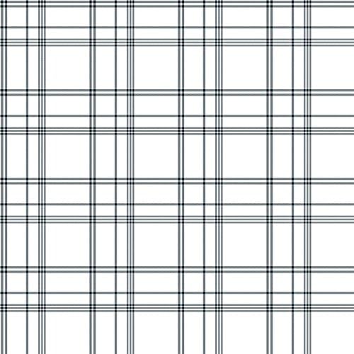 Galerie Wallcoverings Deauville G23091 White with Black Plaid Wallpaper