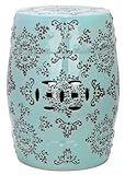 Safavieh Castle Gardens Collection Glazed Ceramic Robins Egg Blue Medallion Garden Stool