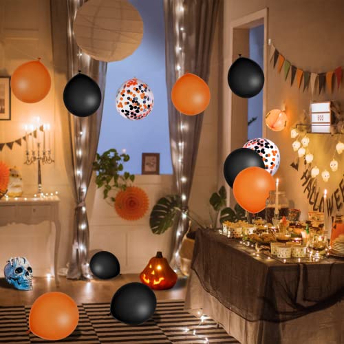 100 Pieces Halloween Balloons Party Decorations Black Orange Purple Confetti Balloons Colorful Party Balloons For Halloween (Orange Black Balloons) #TOP4
