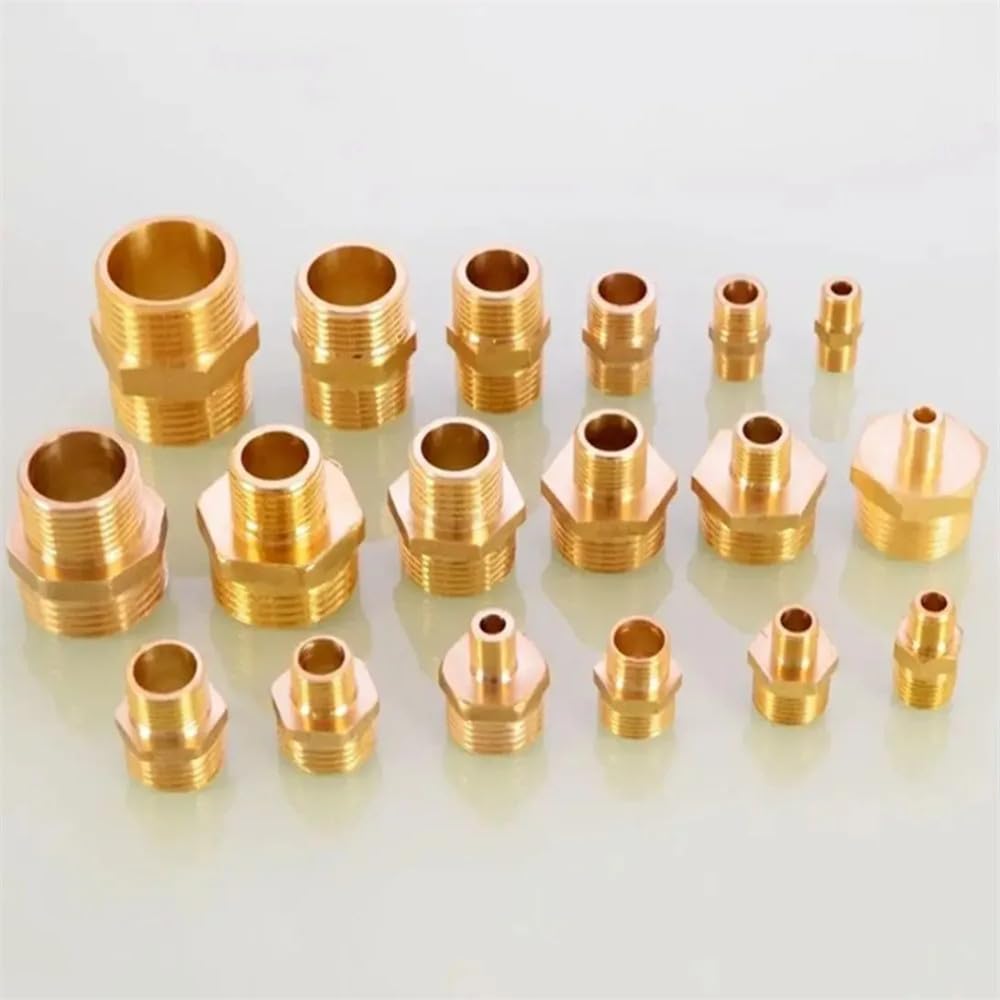 Raccordo per tubo in ottone con nipplo esagonale maschio BSPT NPT da 1/8" 1/4" 3/8" 1/2" 3/4" 1"
