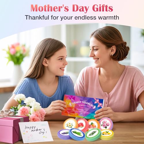 Qivatex Geschenke für Frauen: Duschdampfer Aromatherapie Geburtstagsgeschenke für Frauen, SPA Stressabbau Badebomben Ostergeschenke Erwachsene, Muttertagsgeschenke für Mama (8 Stück)
