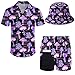ifamawlea Men'S 2 Piece Outfits Hawaiian Shirt And Shorts Fashion Casual Mushroom Matching Set Rave Clothes With Bucket Hat For Beach Vacation Medium