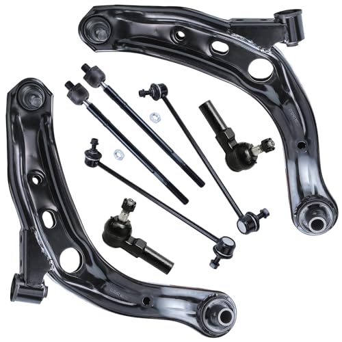 Image of Detroit Axle - 8pc Front End Suspension Kit for 2001-2006 Mazda MPV 2002 2003 2004 2005, 2 Lower Control Arms w /Ball Joints 2 Sway Bar End Links 4 Inner & Outer Tie Rods Replacement