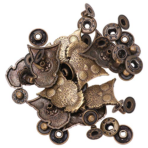 Owl Leather Snap 10 Set Antique Snaps Button Bronze Vintage Metal Snap Leather Fastener Clasp Sewing Snaps for Handbag Purses Bags Clothes Leather Sewing Craft DIY (Owl Shape)