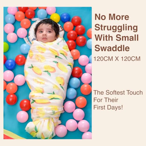 Image of DOTMOM Pure Organic Bamboo Swaddle Wrap Softer Than Cotton Muslin Swaddlers for Newborn Baby Receiving Blanket & Wrappers | Baby Towel Gift Pack for Newborn Babies 120X120 CM, 0-18 Months, Pack of 3