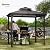 Outsunny 9' x 5' Grill Gazebo, Hardtop BBQ Gazebo Canopy with 2-Tier Polycarbonate Roof, Shelves Serving Tables and Hooks, for Backyard Patio Lawn