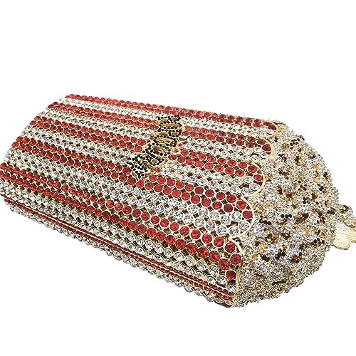 Image of DJBM Luxury Women Popcorn Rhinestone Evening Bag Funny Crystal Handbag Novelty Diamond Clutch Purse for Evening Party Prom
