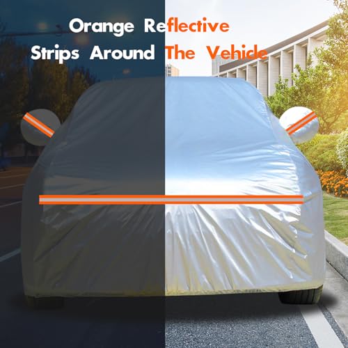 Image of Pick up Truck Car Covers for Automobiles 420D All-Weather Waterproof Heavy Duty Full Outdoor Pickup Trucks Cover Fit for Chev-rolet D-odge F-ord N-issan T-OYOTA R-AM H-onda, Fit up to 210 inch