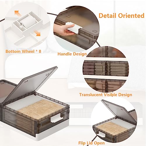 Karramlili Stackable Under Bed Storage Containers Plastic, Foldable Underbed Storage With Wheels, Closet Organizers And Storage For Bedroom Clothes Shoes Blankets (2 Pack, Clear) #TOP4