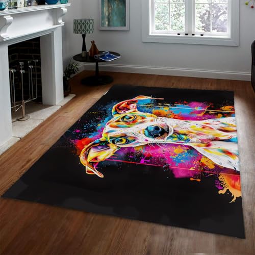 Tapis de salon lavable et antidérapant pop art chien