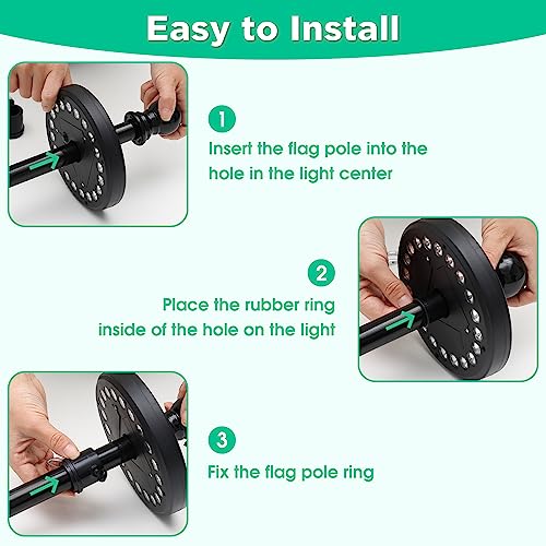 Flag Pole Light Solar Powered, 1 inch Diameter 5FT 6FT House Flag Pole LED Light UFO Design, Waterproof Solar Powered Outdoor Flagpoles Light Dusk to Dawn, Flag Pole Lights 20 LEDs - Thumbnail 6