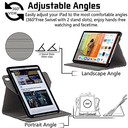 Vori Ipad Air 5Th/4Th Generation 10.9 Inch 2022/2020 Case With 360 Rotating, Multi-Angle Viewing Folio Stand Cover With Pocket, Auto Sleep/Wake For Ipad Air 4 & 5 Case, Mandala Galaxy #TOP2