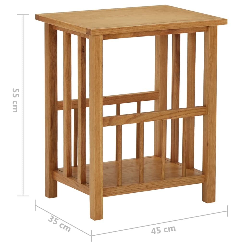 Tavolino con Portariviste,Tavolo Decorativo,Comodino,Con Ripiani,Adatto Per Soggiorno, balcone, ufficio 45x35x55 cm Massello di Rovere