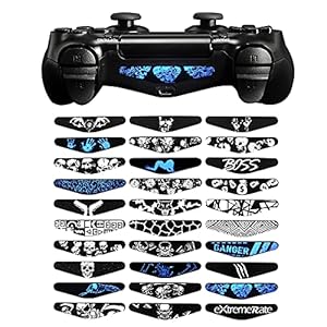 eXtremeRate 30 Pcs/Set Personized Controller Light Bar Decal for PS4 Remote Skins, Game Accessories Led Cover Sticker…
