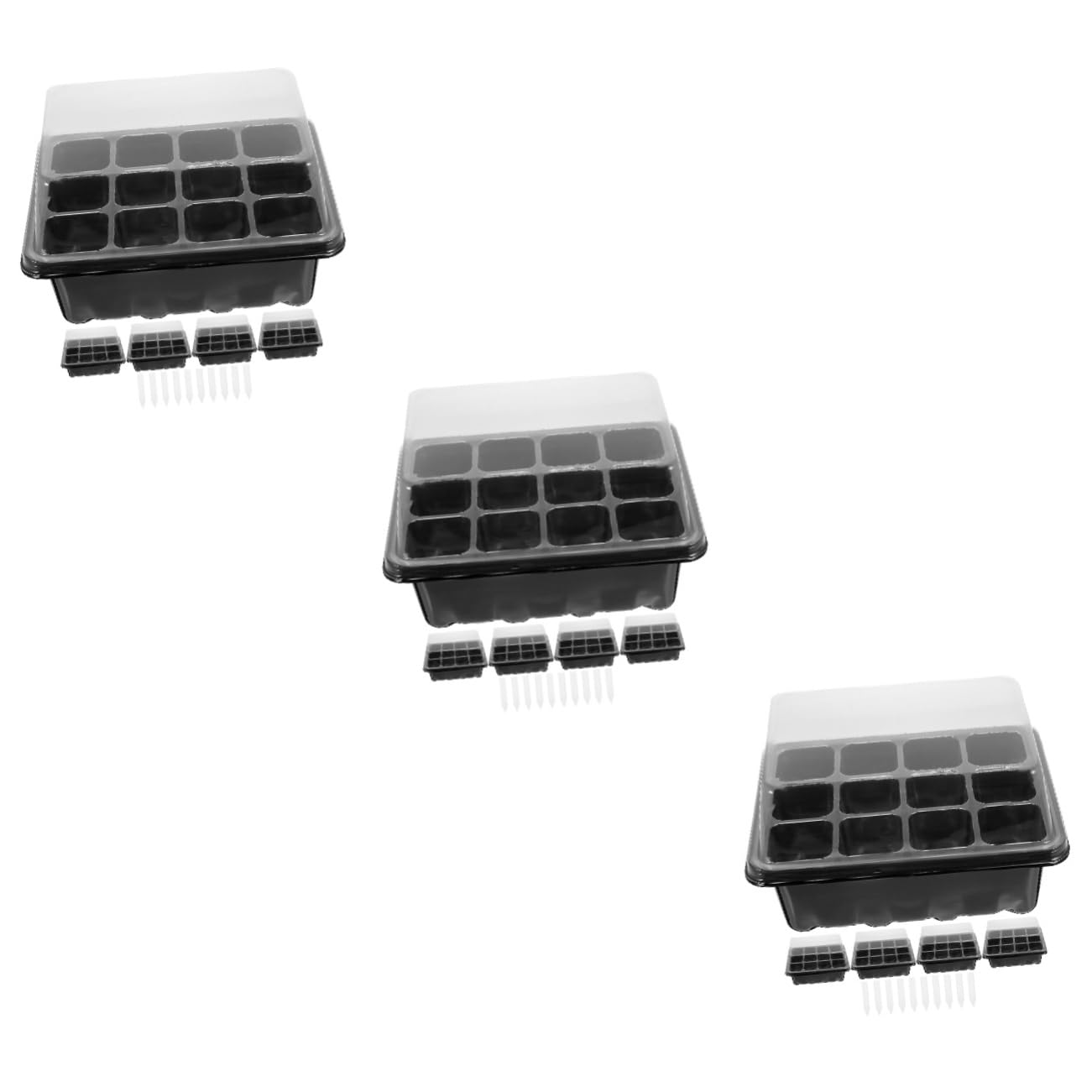 Sosoport 3juegos Bandeja De Germinación De Huecos para Invernadero Kit De De Etiquetas y Base para De y Propagación Jardinería
