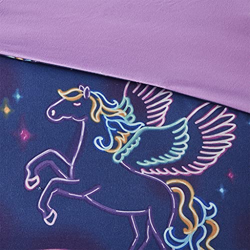 Mi Zone Kids Leah Bed In A Bag Comforter Set Rainbow Pegasus In Space Fantasy Room Décor, All Season, Hypoallergenic, Cozy Cover With Printed Sheet, Matching Sham, Twin, Blue 5 Piece #TOP4