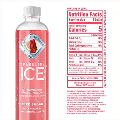 Sparkling Ice, Strawberry Watermelon Sparkling Water, Zero Sugar