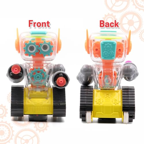 Image of ADITI TOYS Gear Robot Car for Kids, Transparent Electric Robot with Realistic Sound and Light, Bump & Go Gear Robot, Non-Toxic, BIS Approved (Yellow)