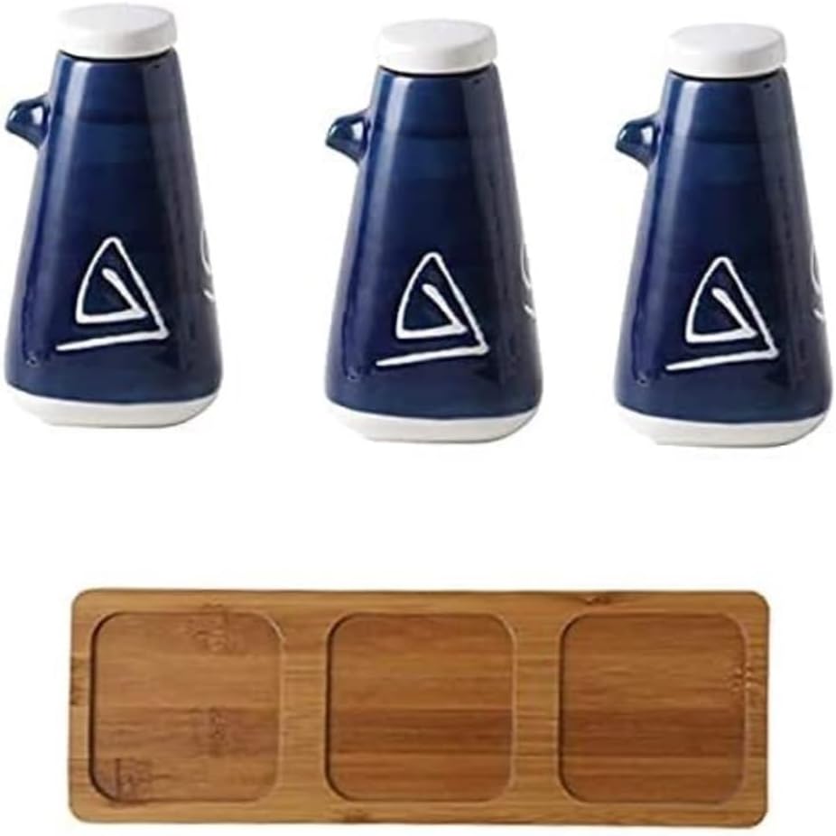Oil and Vinegar Dispenser Oil and Vinegar Dispenser,Bot Stylish Ceramic Oil and Vinegar Bottle Dispenser,Set of 3,SeasoningKitchen Storage Tools Cooking
