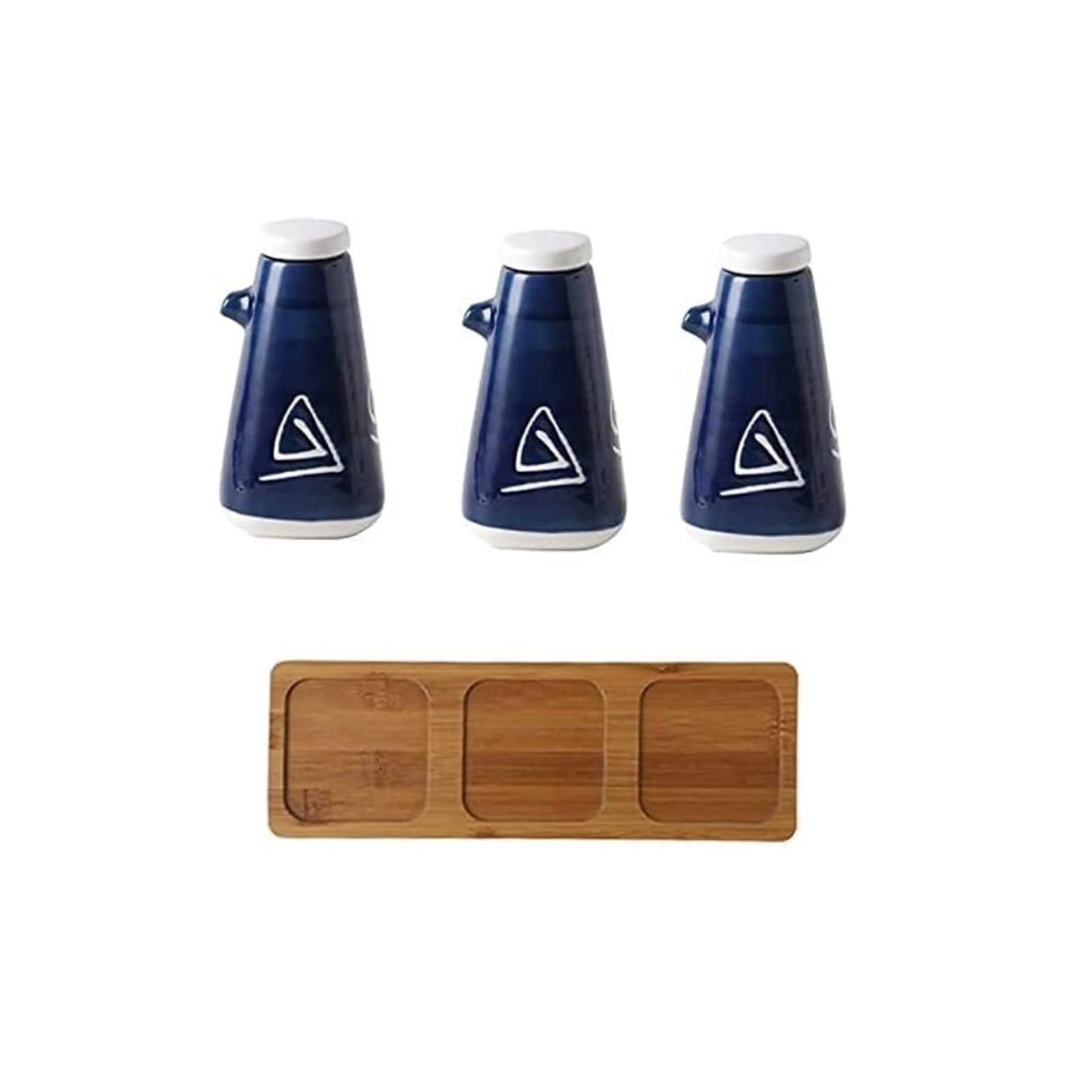 Distributeur d'huile et vinaigre céramique haut de gamme - Set de 3 bouteilles élégantes