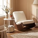 FurnitureR Relaxsessel mit Beistelltisch und Aufbewahrungskorb, Schaukelstuhl Einzelsessel aus Cordstoff mit Rundem Couchtisch 45 cm, Modernes Wohnzimmer Möbel Set, Cremeweiß