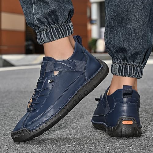 Image of Womens Casual Shoes Ankle Chukka Boots Slip On Breathable Loafers Handmade Fashion Sneakers Mid top Walking Driving Flats Shoes