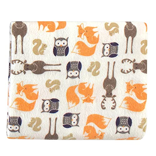 Image of Little Treasure Hudson Baby Cotton Poly Flannel Receiving Blankets Multipack, Orange Forest, 30x30 inches