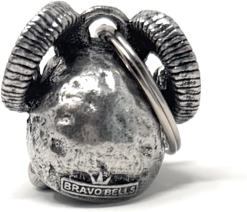 Bravo Bells Monster Skull Diamond Biker Bell – Motorcycle Guardian Keychain – Pewter Skull Accessory – Made in the USA