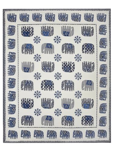 Image of LIVING ROOTS Jaipuri Hand Block Print King Cotton Bedsheet 86 * 104 inches (7 * 8.5 feet) with 2 Pillow Cover | 210 TC | Rich Fast Colour with No Colour Bleeding | (037-C)