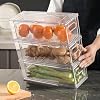 7Pack Clear Fridge Drawer Organizer Pull out Bins Stackable Refrigerator Organizer Bins with Handle for Kitchen Cabinet Organization Divided Produce Saver Container for Fruit Veggie Egg