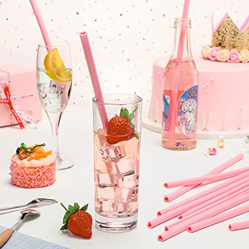 25 Pack Heart Shaped Silicone Straws Flexible Heart Straws Reusable Cute Straws With 2 Pcs Cleaning Brushes Cleaner Brush For Hot Cold Drinks Birthday Party Bridal Shower Wedding (Pink) #TOP3