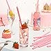 Jutom 25 Pack Valentine Heart Shaped Straws 9.8 Inch Reusable Silicone Heart Straws with 2 Cleaning Brushes for Valentine Gifts Kids Wedding Bridal Shower(Pink)