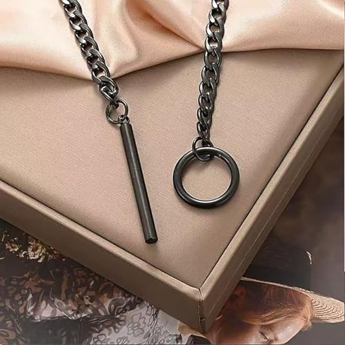 Gothic Necklace for Women Heart O-Ring Slip Chain Necklace Black Skull Bat Choker Necklaces Punk Rock Stainless Steel Cuban Long Chain Necklaces Adjustable Lariat Y-necklace Halloween Jewelry Gift for Women 5