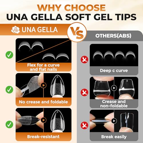 Image of UNA GELLA Short Almond Gel Nail Tips Kit, Nail Tips 120Pcs with Nail Glue