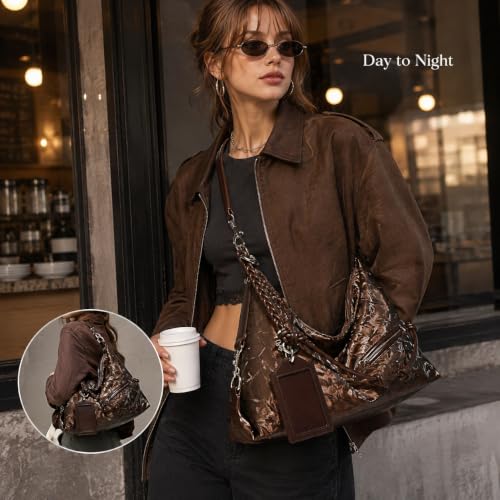 Image of Shoulder Purse for Women, Leather Women's Handbag Y2k Aesthetic Coquette Shoulder Bag Hobo Punk Trendy Ladies Purse