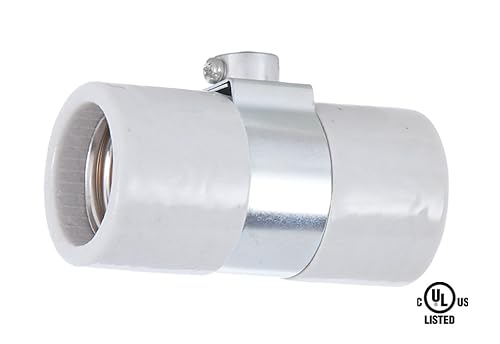 Miniatura 3 de B&P Lamp Base mediana E26 Twin E26, enchufe de porcelana esmaltada con una sola correa de buje de 18IP y cables de 24 pulgadas