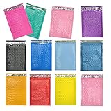 Colored Poly Bubble Mailers, Self Sealing Padded Mailing Envelopes, Mail Bags With Kissy Stickers Party Pack (All Color Mix, 11 Lot)