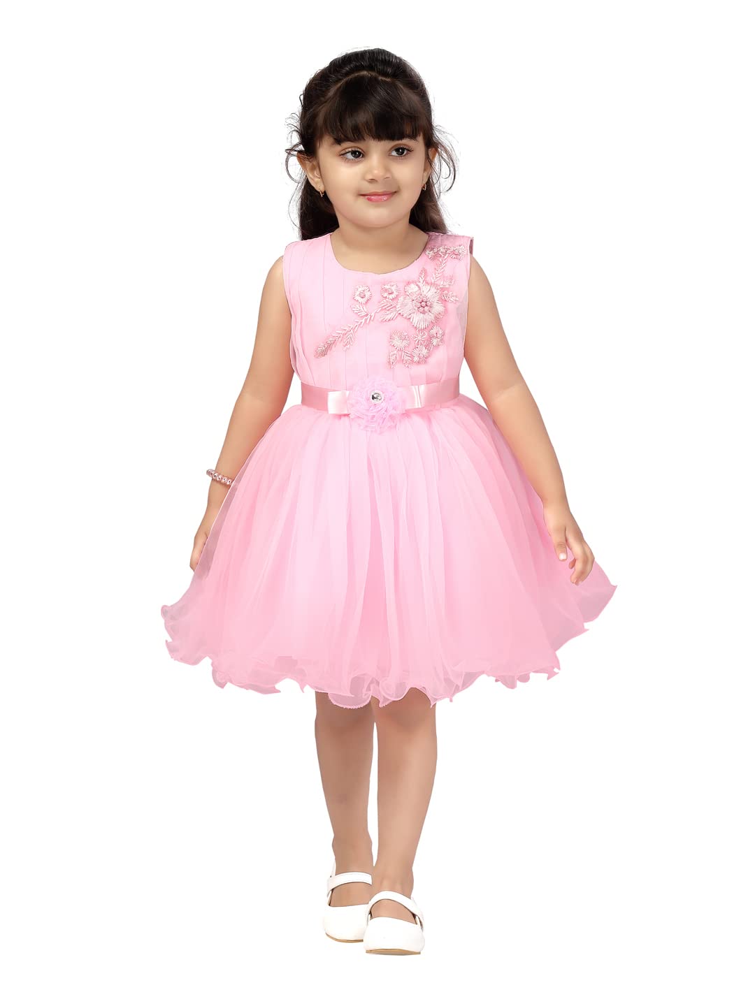 Aarika Girl’s net A-Line Knee-Length Dress