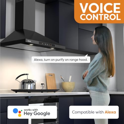Image of 30 inch Range Hood with Voice Control, Wall Mount Range Hood Compatible with Alexa /Google Home /Smart Life Assistant, Stove Vent Hood for Kitchen with 3 Speed Exhaust Fan, AWB75206W
